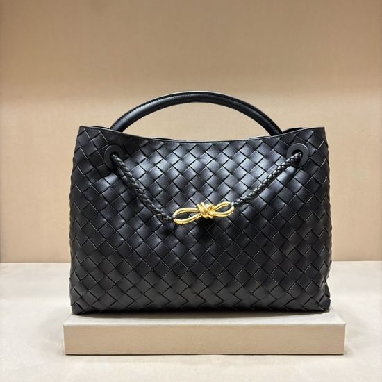 Bottega Veneta BV Andiamo Woven Lambskin Handbag 8463