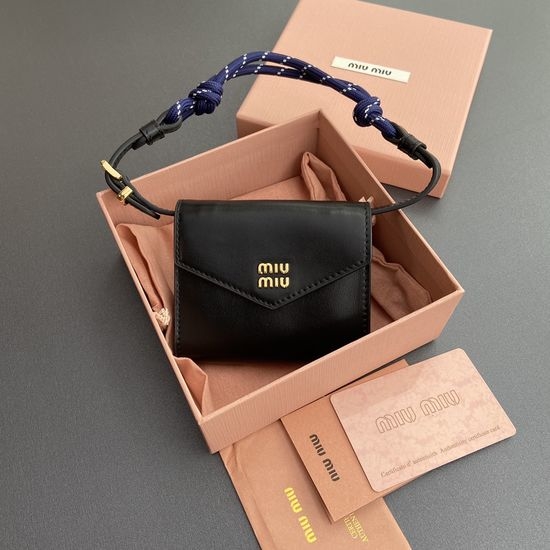 Miu Miu Rope Strap Black Leather Wallet 5MT024_024_MM032