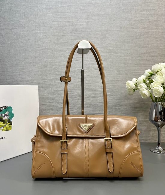 Prada Oil Wax Leather Satchel Classic Magnetic Closure 1BD376
