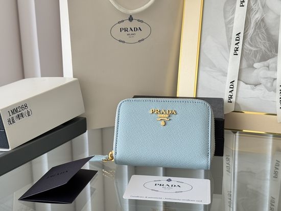 Prada Saffiano Leather Zipper Card Holder 1MM268