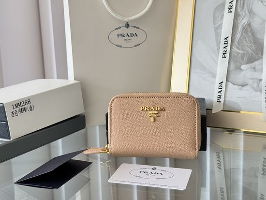 Prada Saffiano Leather Card Holder Zipper Wallet 1MM268