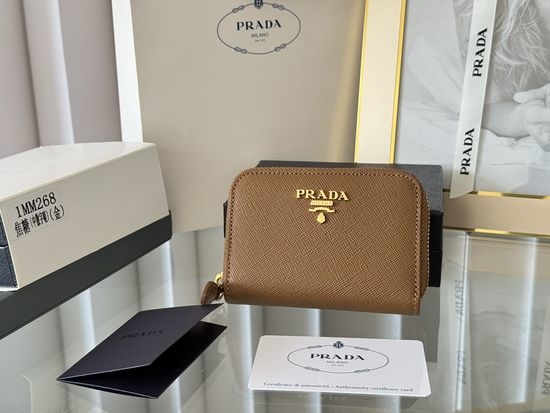 Prada Saffiano Leather Card Holder Zipper Wallet 1MM268
