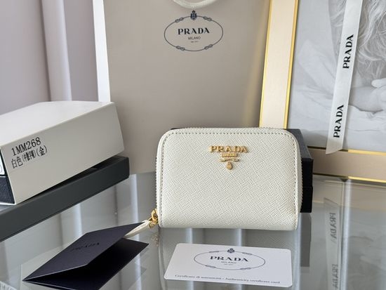 Prada Saffiano Leather Card Holder Zipper Wallet 1MM268