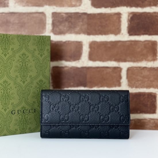 Gucci Black Litchi Embossed Wallet 815922