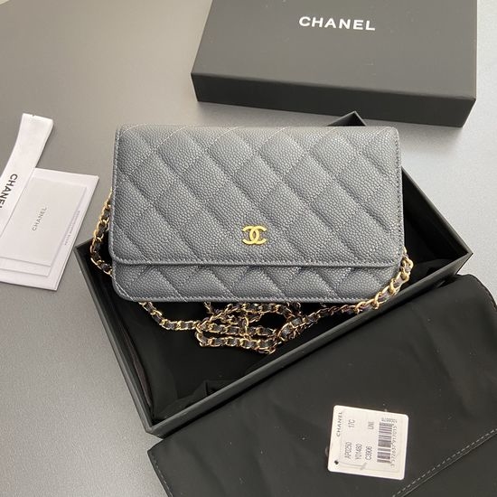 Chanel Shoulder Bag Navy Grain Leather AP0250