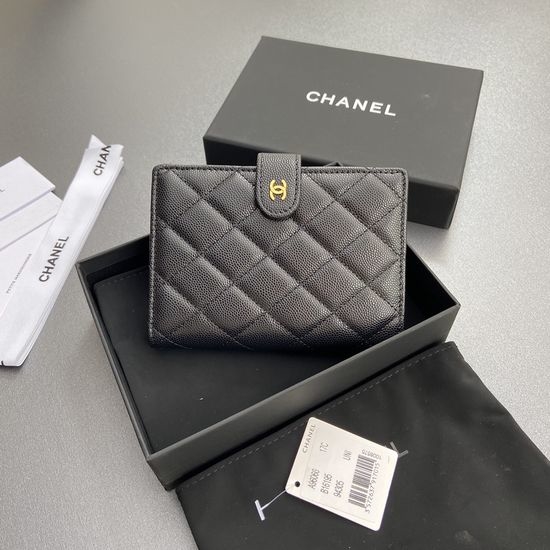 Chanel Passport Holder Quilted Black Gold Hardware 96066