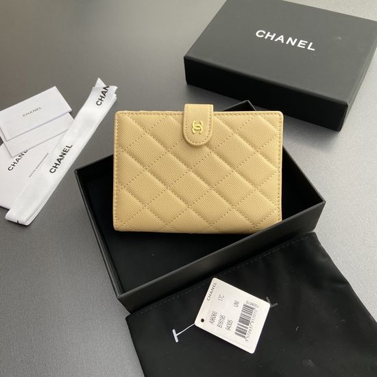 Chanel Passport Holder Quilted Beige Hardware 96066