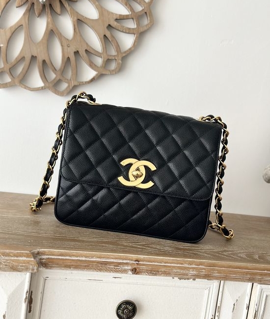 Chanel Classic Flap Bag Vintage Gold Logo A2218