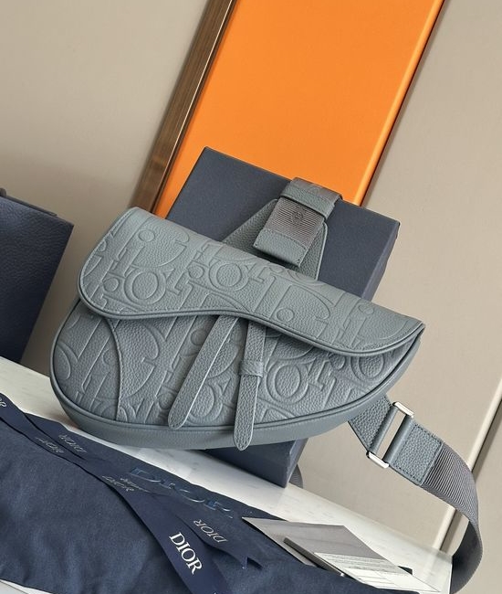 Christian Dior CD Saddle Bag Embossed Leather 93305