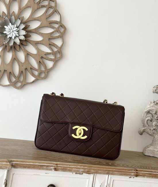 Chanel Classic Flap Large Gold Logo Bag A2222