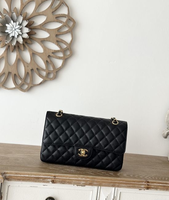 Chanel Classic Flap Vintage Black Caviar Leather Bag A2220