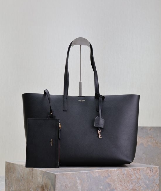 Yves Saint Laurent YSL Black Leather Shopping Tote Bag 394195