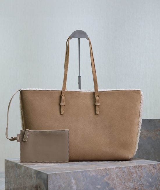 Yves Saint Laurent YSL Shearling Shopping Tote Bag 394195