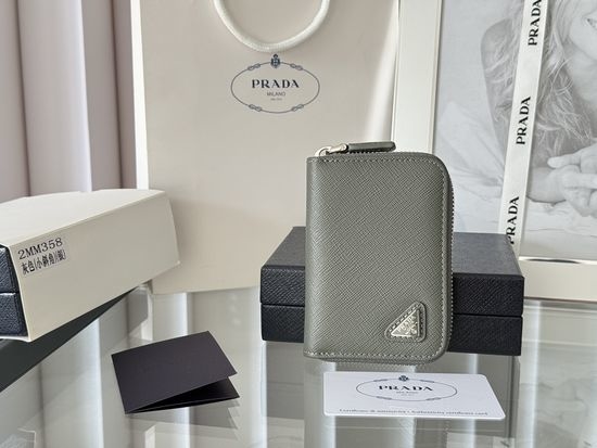 Prada Saffiano Leather Zip Card Holder 2MM358