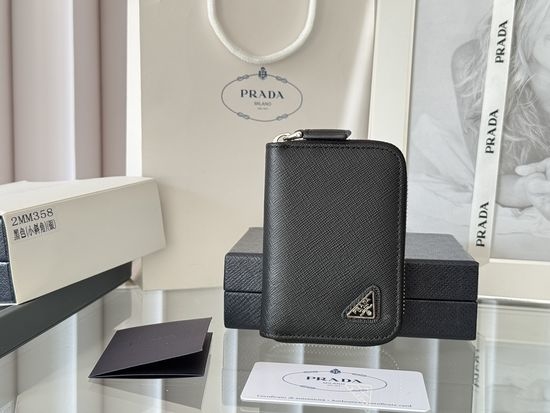 Prada Saffiano Leather Zip Card Holder 2MM358