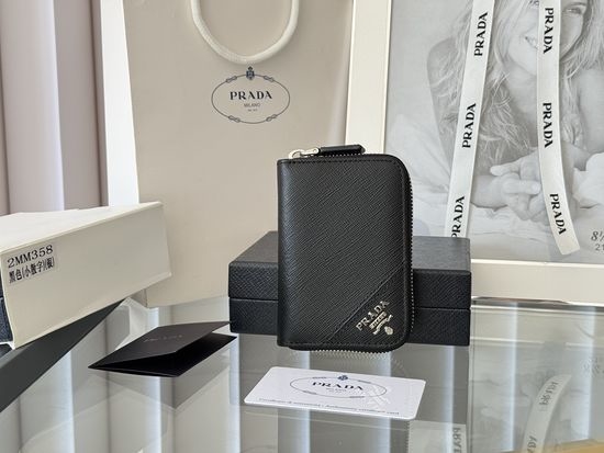 Prada Saffiano Leather Zip Card Holder 2MM358