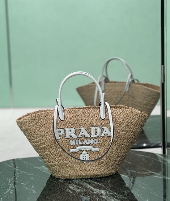 Prada Raffia Basket Tote Bag 1BG470