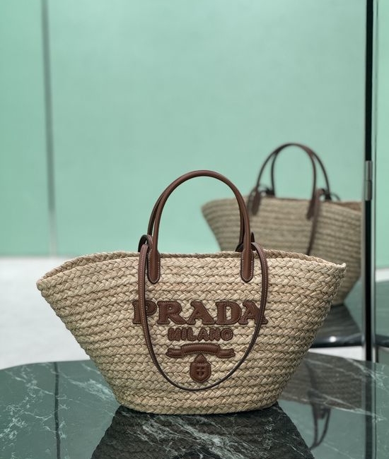 Prada Raffia Basket Tote Bag 1BG470