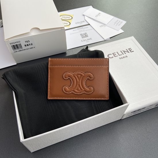 Celine Triomphe Shiny Lambskin Card Holder 10B703EMJ.04LU