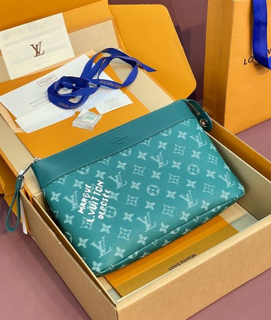 Louis Vuitton LV Pochette Voyage Souple Coated Canvas Clutch M12665