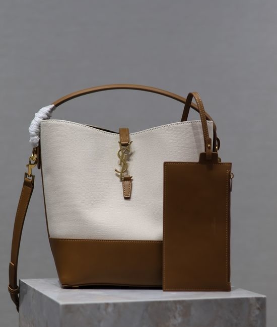 Yves Saint Laurent YSL LE 5A7 Series Elegant Water Bucket Bag with Cotton Linen 742828
