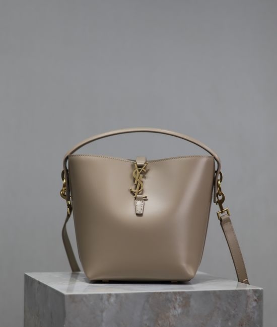 Yves Saint Laurent YSL LE 37 Small Bucket Bag Light Beige Italian Calfskin 749036