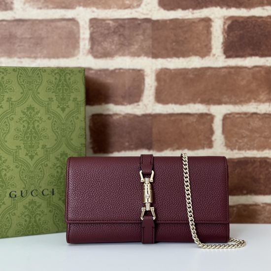 Gucci Wine Red Grained Leather Texture Bag 652681