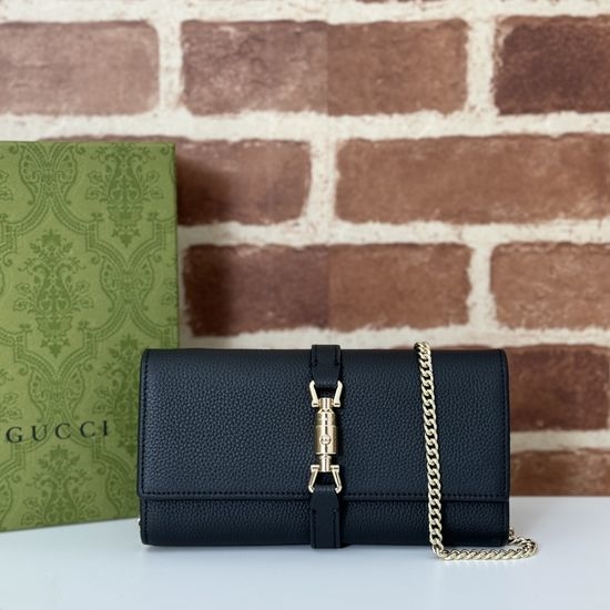 Gucci Original Leather Bag Black Litchi Grain 652681