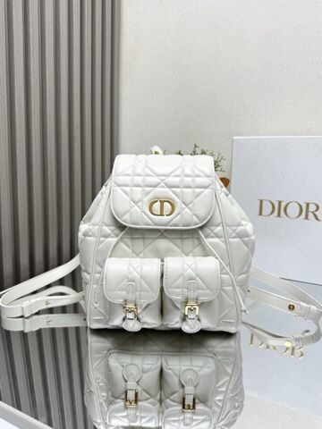 Christian Dior CD Caro White Lambskin Backpack 6301