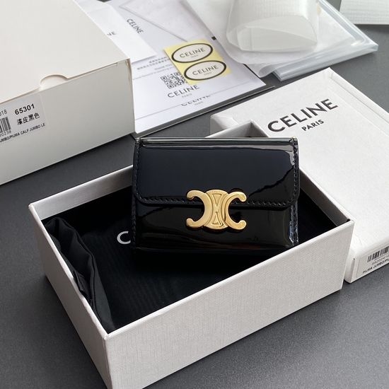Celine TRIOMPHE Shiny Leather Short Wallet 10l653DS3.04LU652