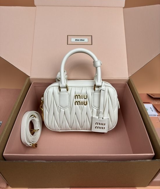 Miu Miu Arcadie Matelasse Lambskin Bowling Bag 5BB123