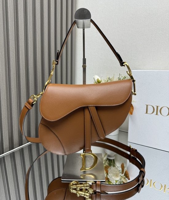 Christian Dior CD Saddle Palm Grained Leather Bag 8306