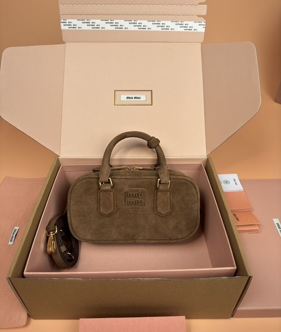 Miu Miu Arcadie Suede Leather Bowling Bag 5BB142