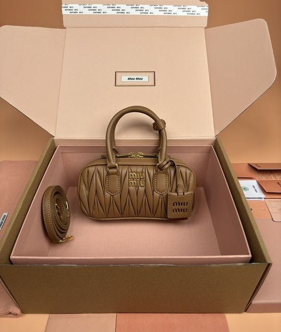Miu Miu Arcadie Matelasse Caramel Leather Mini Bag 5BP088