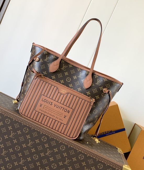 Louis Vuitton LV Neverfull Inside Out Medium Handbag Brown 5619