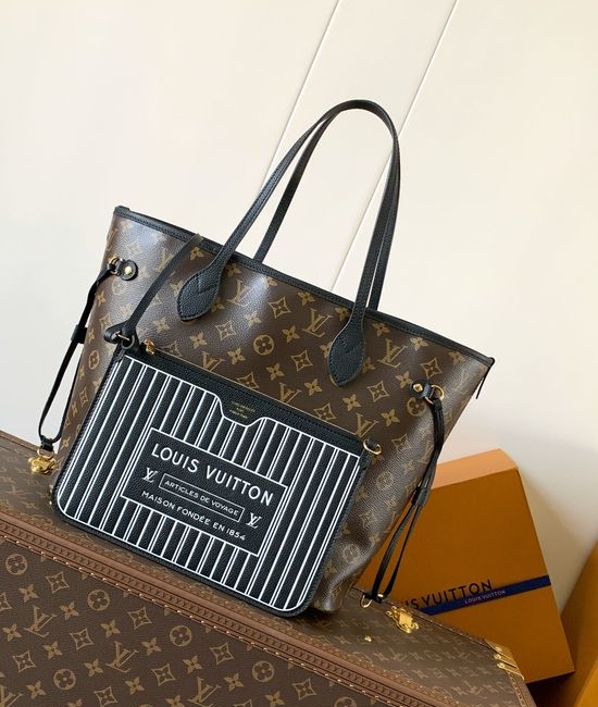Louis Vuitton LV Neverfull Inside Out Medium Handbag Black 5618
