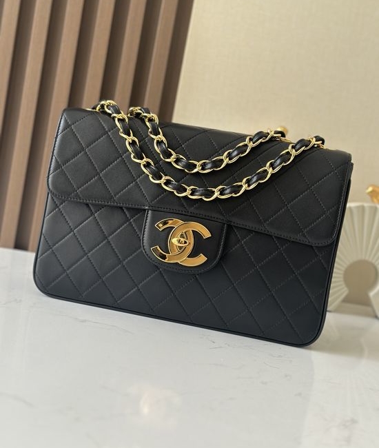 Chanel Classic Flap Large Gold Logo Bag A2222