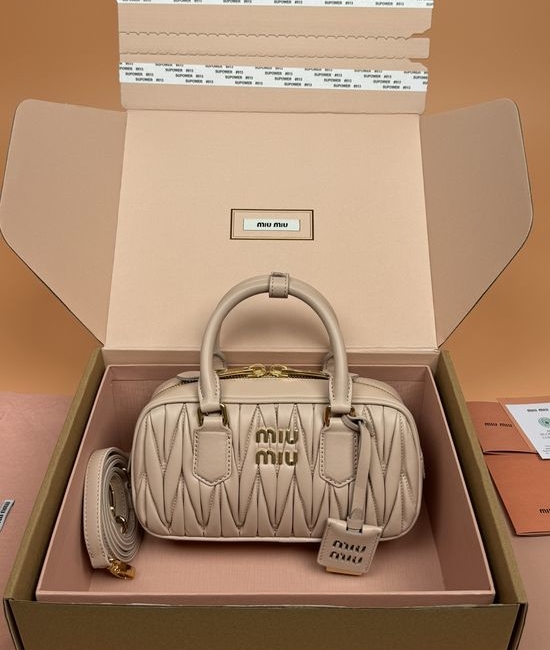 Miu Miu Arcadie Matelasse Lambskin Bowling Bag 5BB142