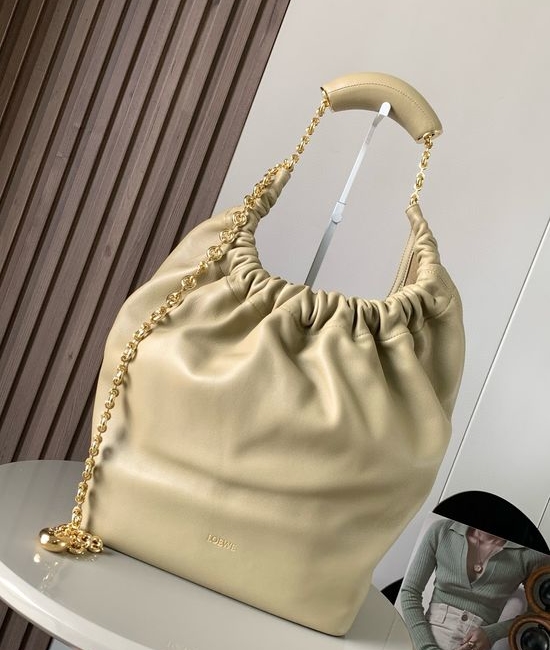 Loewe Squeeze Mellow Nappa Leather Bag Clay Green 9041