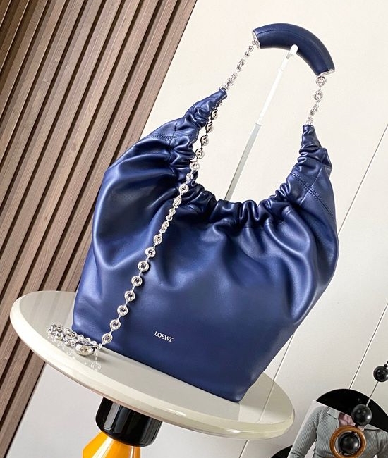 Loewe Squeeze Mellow Nappa Leather Bag Navy Blue 9041