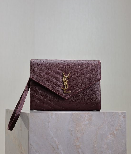 Yves Saint Laurent YSL LE CASSANDRE Caviar Clutch With Wrist Strap 617662