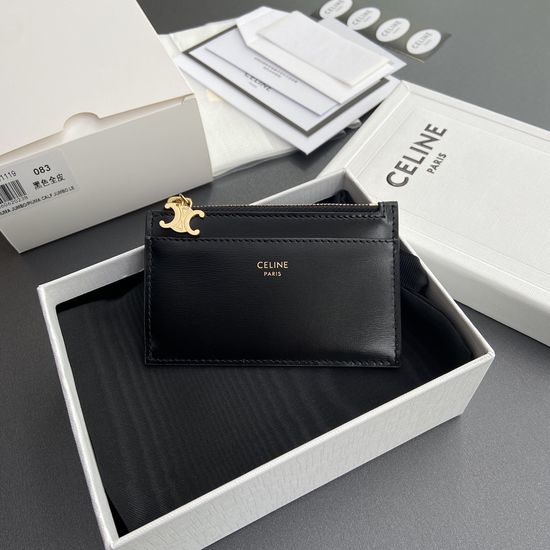 Celine Shiny Leather Zip Card Holder 10M083FRJ.38NO