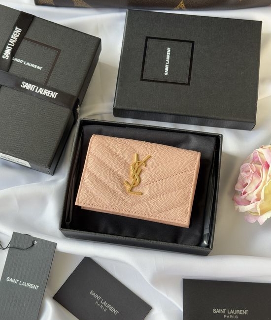 Yves Saint Laurent YSL Quilted Caviar Leather Short Wallet 596323