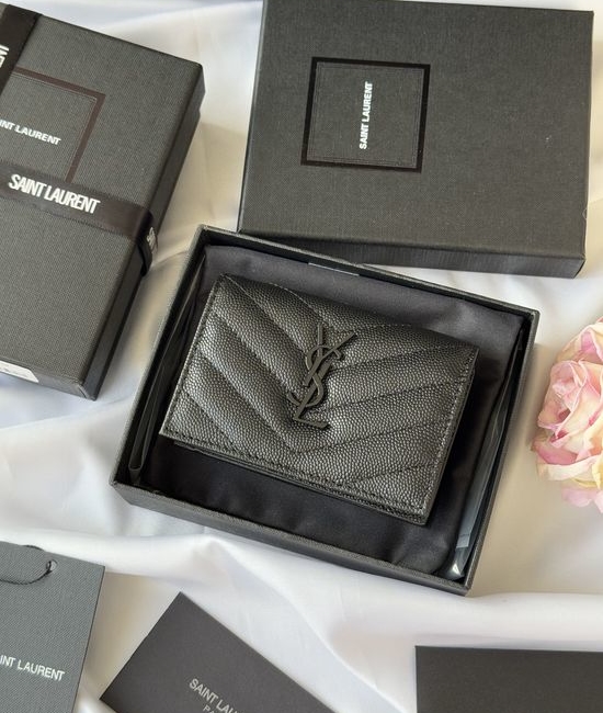 Yves Saint Laurent YSL Short Wallet Caviar Leather Card Holder 596323