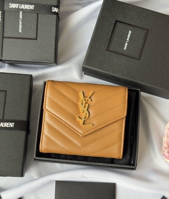 Yves Saint Laurent YSL SLP Tri-fold Grain Leather Wallet 403943