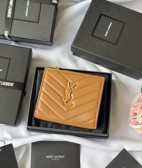 Yves Saint Laurent YSL Fish Grain Card Holder Versatile Storage 517045