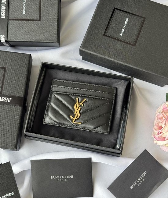 Yves Saint Laurent YSL MONOGRAM Lambskin Card Holder 423291