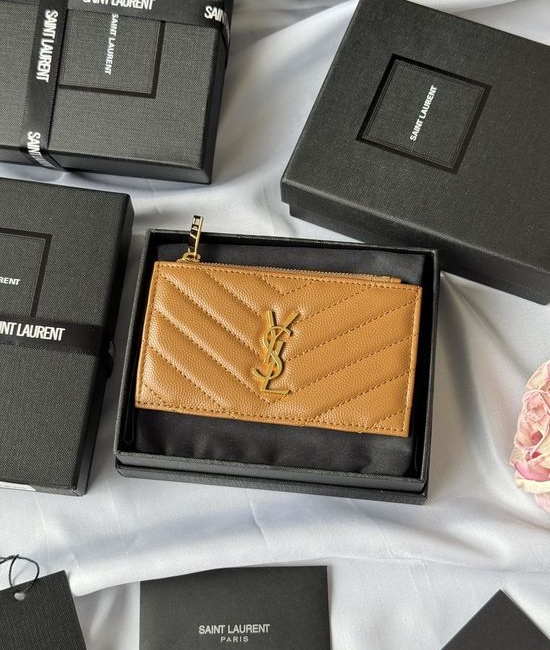 Yves Saint Laurent YSL Grain Leather Card Holder 607915