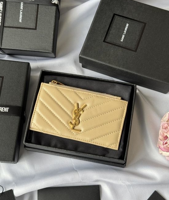Yves Saint Laurent YSL Grain Leather Card Holder 607915