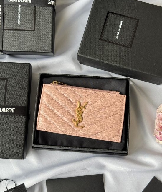 Yves Saint Laurent YSL Grain Leather Card Holder 607915